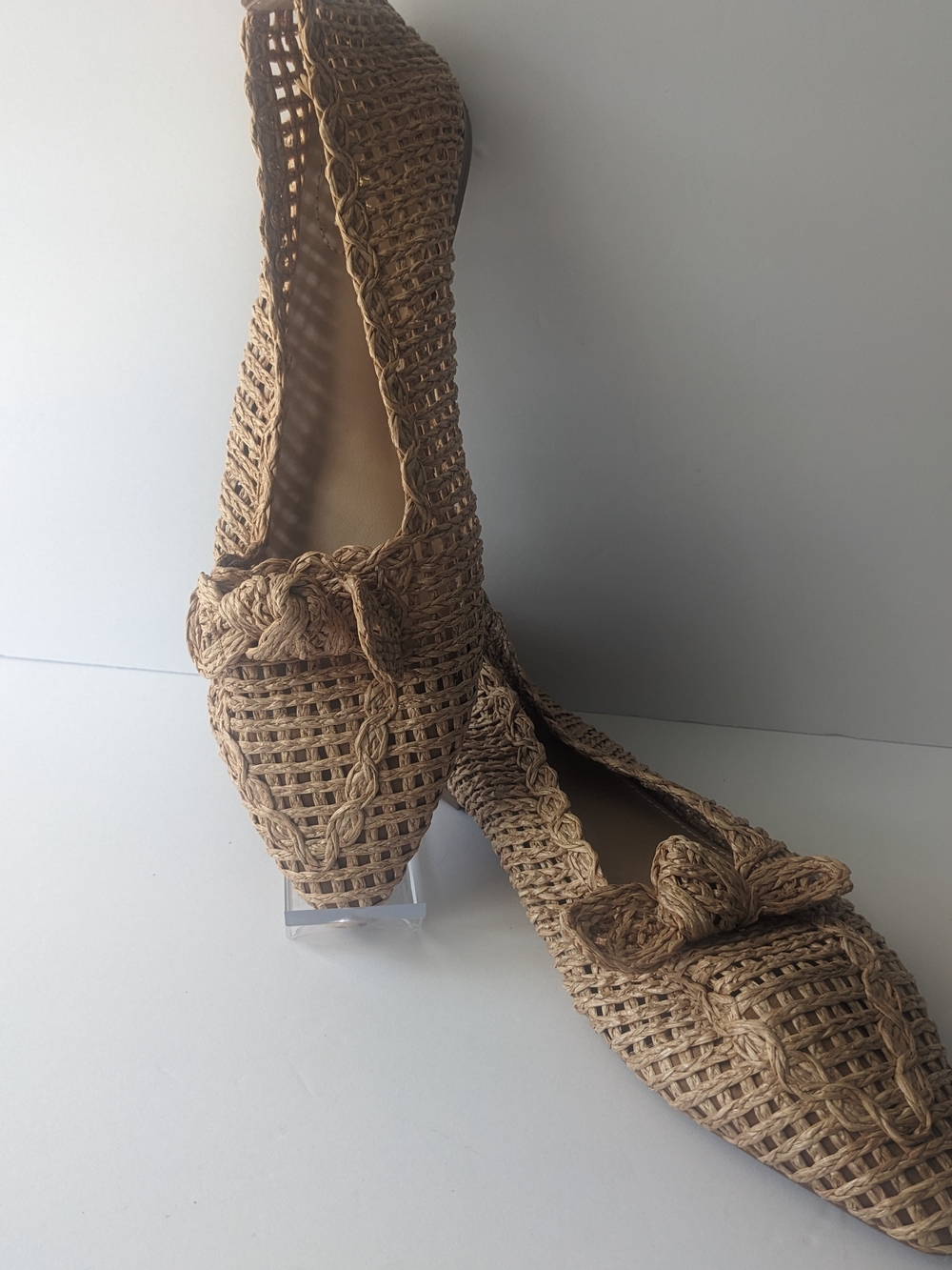 C. Est 1946 Braided Raffia Pointed Flats - Natural Tan 10